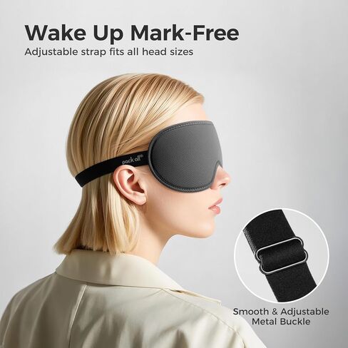 pack all Light Blocking Sleep Mask for Men and Women, 3D Eye Mask for Pressure-Free Sleep, Soft Sleeping Eye Cover with Adjustable Elastic Strap, Grey in Saudi Arabia