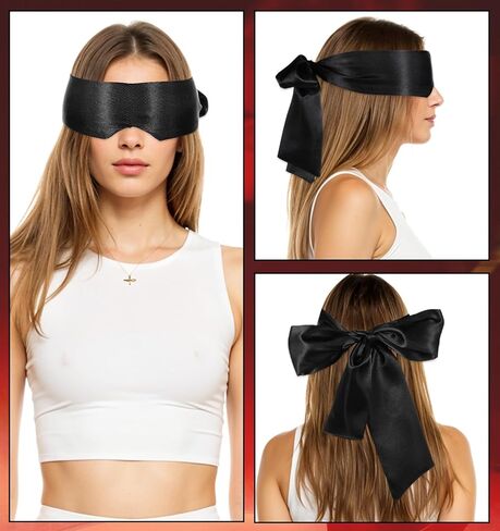 2Pcs Silk Blindfolds for Sleeping, Soft Satin Eye Mask for Sleep Comfortable Blackout Blindfold for Sleep Meditation, Adjustable Eye Cover for Night Travel Meditation, Pure Black in Saudi Arabia