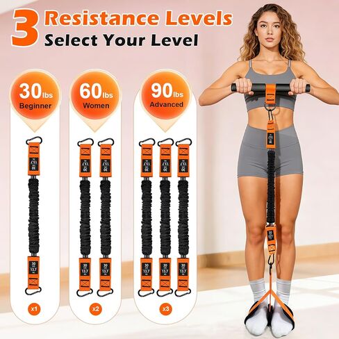 حزام مقاومة بدواسة قابل للتعديل مع مقابض، حزام مقاومة متعدد الوظائف بوزن 30 رطل للنساء، معدات اللياقة البدنية للجلوس للبطن والخصر والذراع والبطن والساق وتدريب الجسم بالكامل in Kuwait
