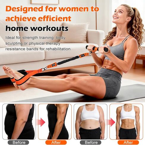 حزام مقاومة بدواسة قابل للتعديل مع مقابض، حزام مقاومة متعدد الوظائف بوزن 30 رطل للنساء، معدات اللياقة البدنية للجلوس للبطن والخصر والذراع والبطن والساق وتدريب الجسم بالكامل in Kuwait