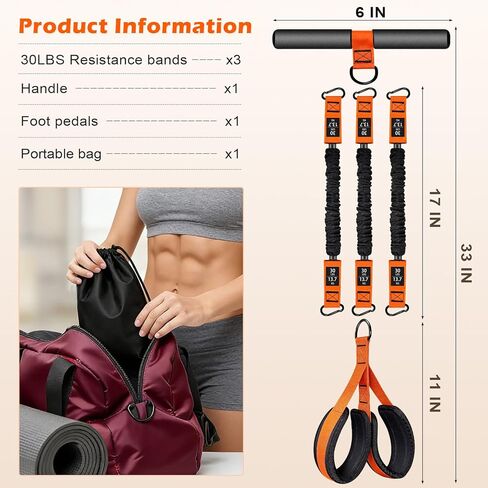 حزام مقاومة بدواسة قابل للتعديل مع مقابض، حزام مقاومة متعدد الوظائف بوزن 30 رطل للنساء، معدات اللياقة البدنية للجلوس للبطن والخصر والذراع والبطن والساق وتدريب الجسم بالكامل in Kuwait