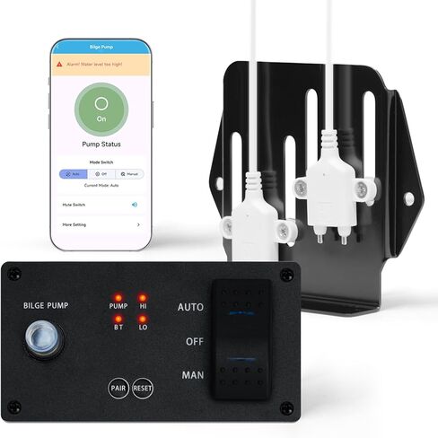 Bilge Pump Switch with Intelligent Water Level Sensor, Zuomeng Bluetooth Sensor Switch Kit with App & Panel Dual Monitoring, Adjustable Water Level Detection Range, 3 Modes, IP65 Panel for Smart Bilge in Kuwait