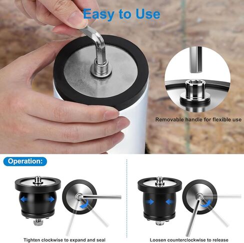 Linkstyle Expandable Rubber Plug, 2-9/16 in–3-1/8 in Inner Diameter Leakproof Pipe Sealing Plug for Pool Plumbing Boat Maintenance in Saudi Arabia