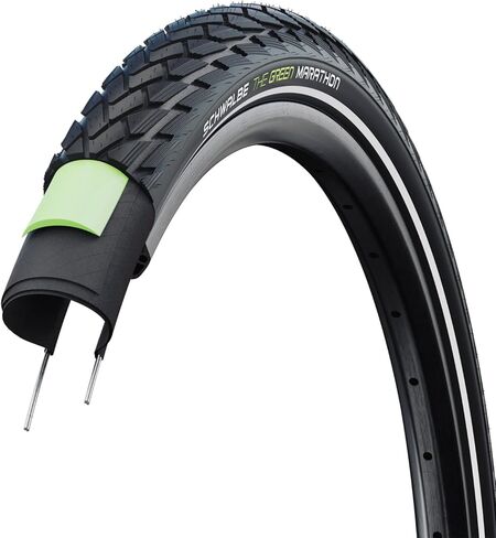 إطار Schwalbe Green Marathon - 27.5 x 1.65، Clincher، سلك، أسود/عاكس، خط الأداء، GreenGuard، TwinSkin، in Kuwait