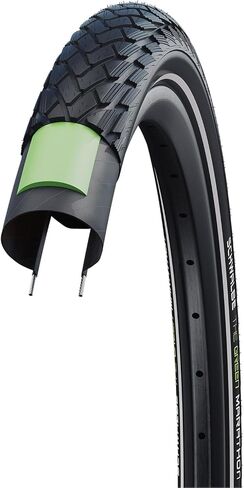 إطار Schwalbe Green Marathon - 27.5 x 1.65، Clincher، سلك، أسود/عاكس، خط الأداء، GreenGuard، TwinSkin، in Kuwait
