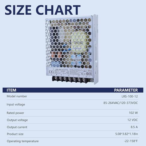DYSGLOBAL LRS-100-12 12V 8.5A 102W AC to DC Switching Power Supply for Industrial Automation and Control Systems in Saudi Arabia