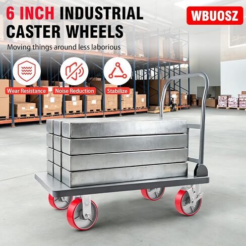 6" Casters Set of 4 Industrial Caster Wheels Heavy Duty with Load 4800lbs Capacity, Polyurethane Wheels for Workbench,Toolbox, Dolly (6"- 2 Swivel & 2 Rigid - 2 Side Brakes) in Saudi Arabia