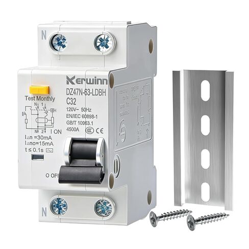 Leakage Protection Circuit Breaker,120V AC 20Amp Ground Fault Residual Current Circuit Breaker DIN Rail Mount for Solar ac System(20A) in Saudi Arabia