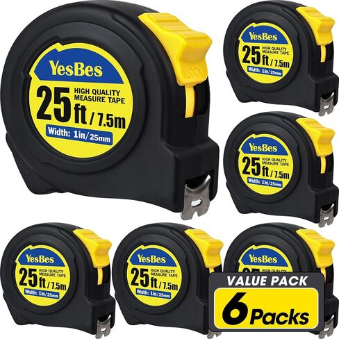 Tape Measure 25 ft, 6 Pack Bulk Easy Read Measuring Tape Retractable, Measurement Tape 25 FT by 1 in in Saudi Arabia
