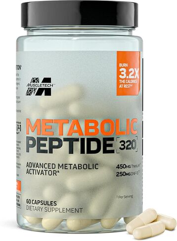 ببتيد الأيض من MuscleTech 320 - مكمل منشط أيضي متقدم يدعم إطلاق GLP-1 الطبيعي لإدارة الوزن وتعزيز الطاقة مع TheoLim وDNF-10، 60 قطعة in Kuwait
