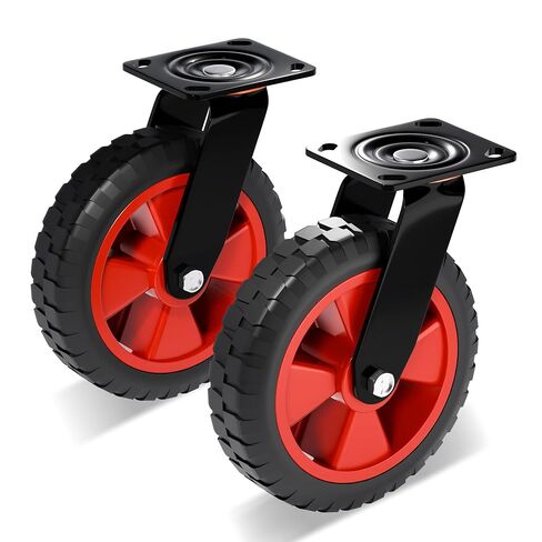 6 Inch Heavy Duty Industrial Casters, Offroad cart Wheels,Set of 2,400 LBS Capacity per Caster,Swivel Solid Rubber Wheels for Utility Cart, Dolly, Workbench & Outdoor(no Brake) in Saudi Arabia