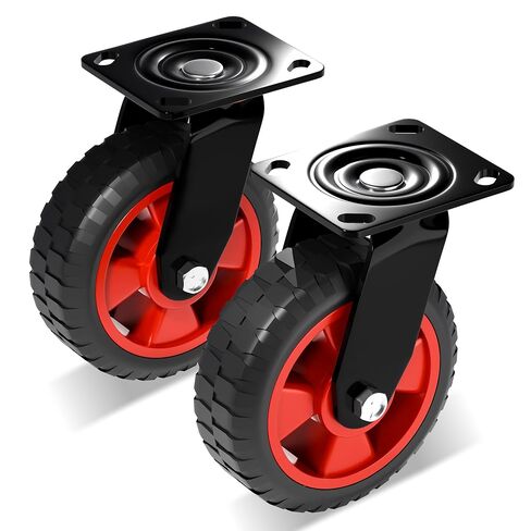 6 Inch Heavy Duty Industrial Casters, Offroad cart Wheels,Set of 2,400 LBS Capacity per Caster,Swivel Solid Rubber Wheels for Utility Cart, Dolly, Workbench & Outdoor(no Brake) in Saudi Arabia