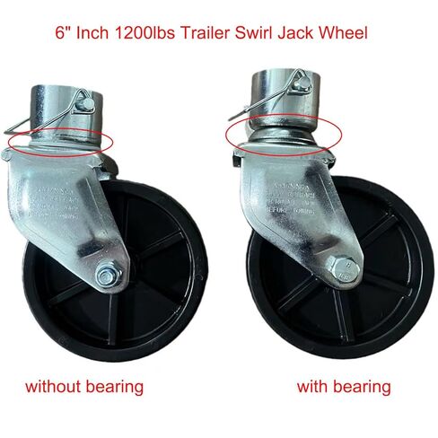 6" Inch 1200lbs Trailer Swirl Jack Wheel Caster Replacement with Pin Boat Hitch Camper Removable (trailer jack wheel with bearing) in Kuwait