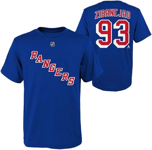 Outerstuff Mika Zibanejad #93 New York Rangers NHL Kids Youth 8-20 Blue Team Color Home Player Name & Number T-Shirt in Saudi Arabia