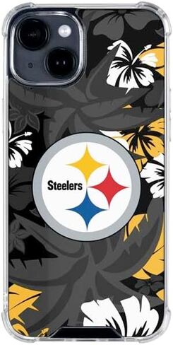 حافظة هاتف Skinit الشفافة متوافقة مع iPhone 14 - تصميم طباعة استوائية مرخص رسميًا من NFL Pittsburgh Steelers in Saudi Arabia