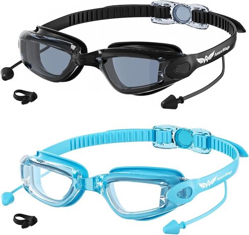 Swim Goggles，2 Pack Swimming Goggles for Adult Men Women, No Leak Anti-Fog & UV, Wide Visio HD Mirror PC Lens in Saudi Arabia