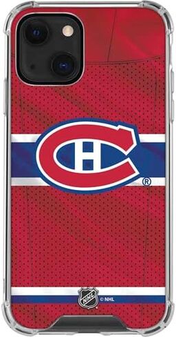 حافظة هاتف Skinit الشفافة متوافقة مع iPhone 13 - تصميم جيرسي منزلي مرخص رسميًا من NHL Montreal Canadiens in Saudi Arabia