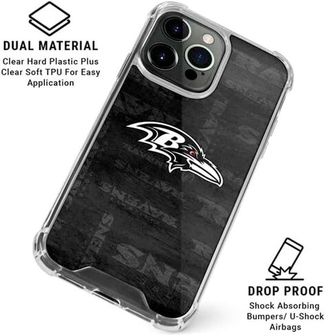 Skinit Clear Phone Case Compatible with iPhone 15 Pro Max - Officially Licensed NFL Baltimore Ravens Black & White Design in Saudi Arabia