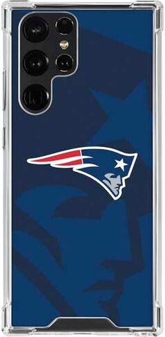 حافظة هاتف Skinit الشفافة متوافقة مع هاتف Galaxy S22 Ultra - تصميم مزدوج الرؤية مرخص رسميًا من NFL New England Patriots in Saudi Arabia