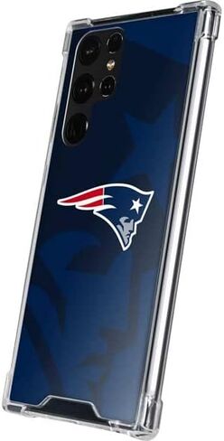 حافظة هاتف Skinit الشفافة متوافقة مع هاتف Galaxy S22 Ultra - تصميم مزدوج الرؤية مرخص رسميًا من NFL New England Patriots in Saudi Arabia