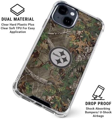 Skinit Clear Phone Case Compatible with iPhone 14 - Officially Licensed NFL Pittsburgh Steelers Realtree Xtra Green Camo Design in Saudi Arabia