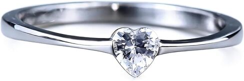 Sdouefos 925 Sterling Silver Heart Promise Rings for Her 18K White Gold Plated 5A Zircon Stone Engagement Wedding Band Ring for Women Luxury Heart-Shaped Simulation Diamond Ring Size 6 in Saudi Arabia