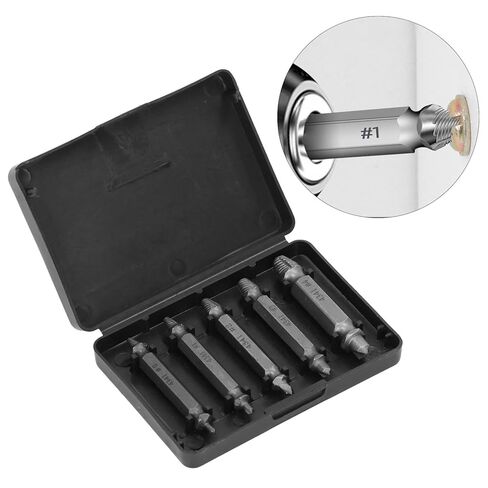 Kikumi 5 Pcs Screw Extractor Remover Set, Double Head Removal Tool Set with Box, High Speed Steel in Saudi Arabia
