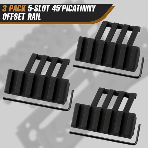 3 قطع من حوامل السكك الحديدية الأوفست Picatinny، 3/4/5 فتحات 45 درجة زاوية ألومنيوم منخفضة التركيب متوافقة مع مصباح يدوي، رؤية ليزر لنظام التصوير المحاكي in Kuwait