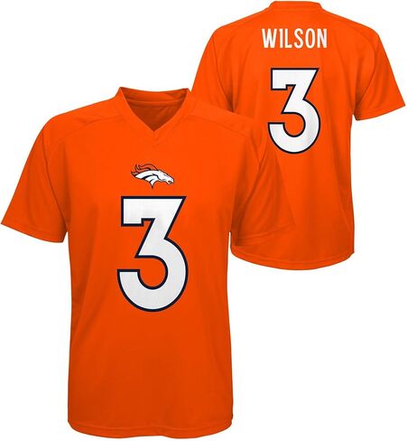 Russell Wilson Denver Broncos NFL Kids Youth 8-20 Orange Home V-Neck Performance Jersey in Saudi Arabia