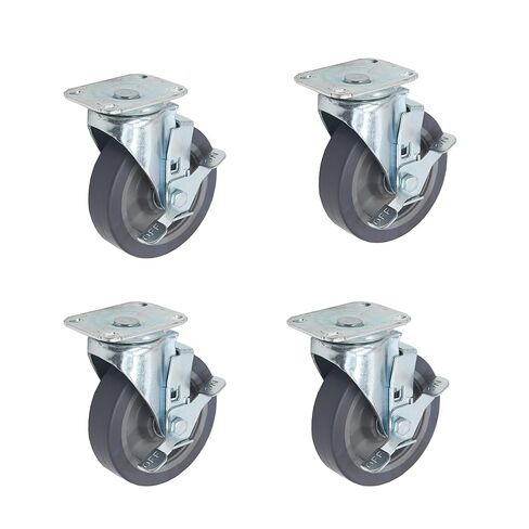 5-Inch Polyurethane Caster Wheels Set of 4-280 lbs Capacity Per Wheel, Smooth & Quiet Swivel Casters, Scratch-Resistant, Safe for All Floor Types - Ideal for Office Chairs, Carts, and More in Saudi Arabia