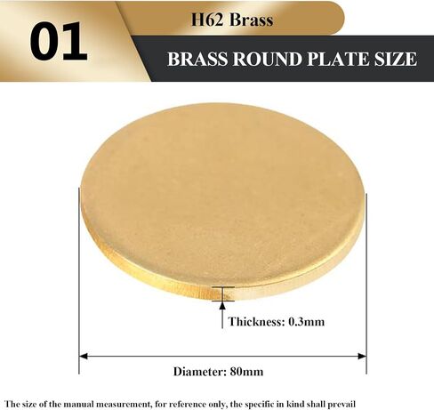 Brass disc， 2 Pcs Brass Disc Round Plate Sheet, Thickness 0.3 mm Diameter 80-120 mm Suitable for Crafts, DIY Models and Repairs(Diameter 80 mm) in Kuwait
