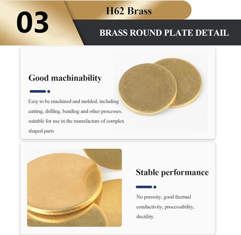 Brass disc， 2 Pcs Brass Disc Round Plate Sheet, Thickness 0.3 mm Diameter 80-120 mm Suitable for Crafts, DIY Models and Repairs(Diameter 80 mm) in Kuwait