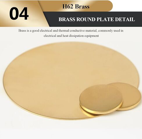 Brass disc， 2 Pcs Brass Disc Round Plate Sheet, Thickness 0.3 mm Diameter 80-120 mm Suitable for Crafts, DIY Models and Repairs(Diameter 80 mm) in Kuwait