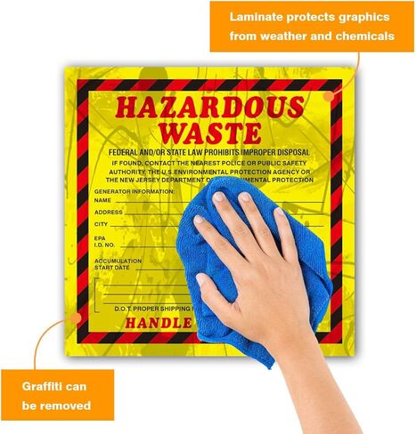Hazardous Waste Label 6"x6" Adhesive-Poly Vinyl Warning Stickers Self Adhesive Yellow/Red/Black Tag 30 Pack in Kuwait