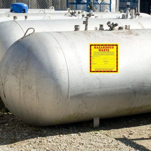 Hazardous Waste Label 6"x6" Adhesive-Poly Vinyl Warning Stickers Self Adhesive Yellow/Red/Black Tag 30 Pack in Kuwait