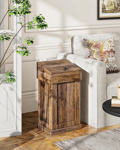 خزانة سلة المهملات من تشوزون، سلة مهملات خشبية مع غطاء، سلة قمامة سعة 17 جالون للمطبخ، غرفة المعيشة، غرفة النوم، غرفة الغسيل، خشب الجوز MWB01HT in Kuwait