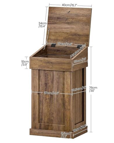 خزانة سلة المهملات من تشوزون، سلة مهملات خشبية مع غطاء، سلة قمامة سعة 17 جالون للمطبخ، غرفة المعيشة، غرفة النوم، غرفة الغسيل، خشب الجوز MWB01HT in Kuwait