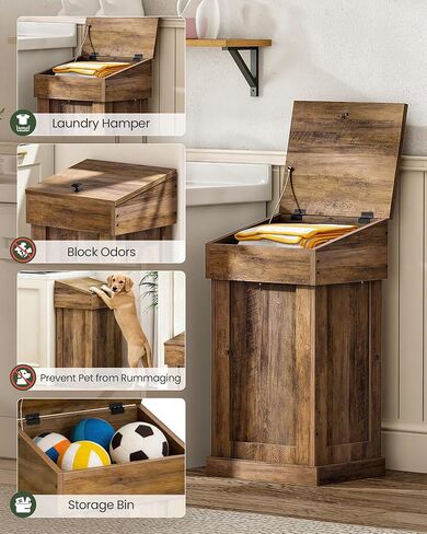 خزانة سلة المهملات من تشوزون، سلة مهملات خشبية مع غطاء، سلة قمامة سعة 17 جالون للمطبخ، غرفة المعيشة، غرفة النوم، غرفة الغسيل، خشب الجوز MWB01HT in Kuwait