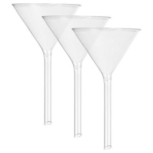 Holibanna 3pcs Short Neck Glass Filter Funnel 100mm Laboratory Scientific Filling Funnels for Lab Use in Kuwait
