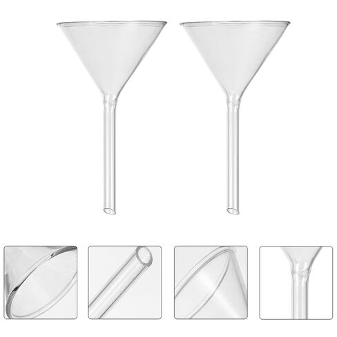 Holibanna 3pcs Short Neck Glass Filter Funnel 100mm Laboratory Scientific Filling Funnels for Lab Use in Kuwait
