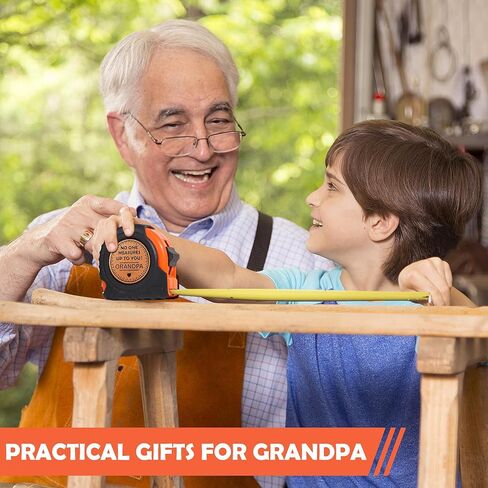هدايا الجد بابا من الأحفاد، هدايا عيد ميلاد الأب للجد من حفيدة الحفيد أفضل أفكار هدية الجد هدية التقاعد الجد جلد طبيعي منقوش 25 قدم شريط قياس in Kuwait