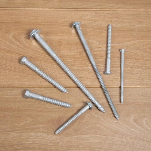1/2" x 6" Lag Bolts (25 PCS) Lag Screws for Wood, Hot Dip Galvanized, Heavy Duty Hex Head with Washers in Kuwait