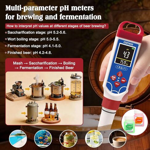 5 in 1 Digital pH Meter TDS EC Temp. Salinity Tester, Update Color Screen Pool Salinity Meter with Calibration Kit, Hydroponic pH Reader with Reset Function for Aquarium Reef Tank Cooking water in Kuwait