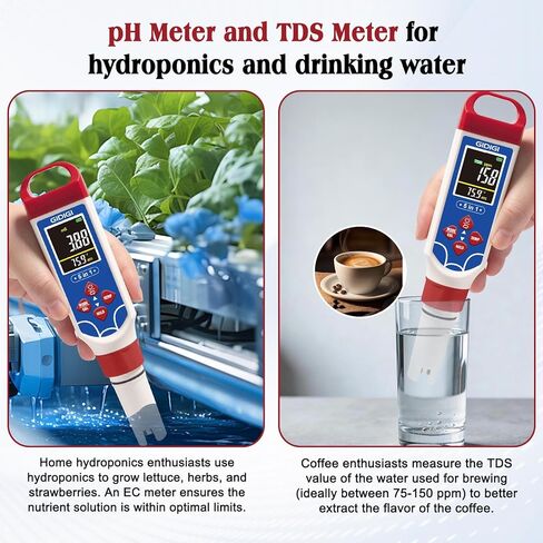 5 in 1 Digital pH Meter TDS EC Temp. Salinity Tester, Update Color Screen Pool Salinity Meter with Calibration Kit, Hydroponic pH Reader with Reset Function for Aquarium Reef Tank Cooking water in Kuwait