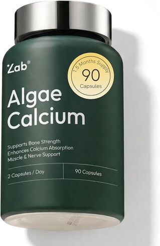 ZAB Algae Calcium Supplement, with Vitamin D3 & K2 MK7, Magnesium Calcium Complex for Daily Bone Health Support & Strength, 90 Capsules, 45-Day Supply in Saudi Arabia