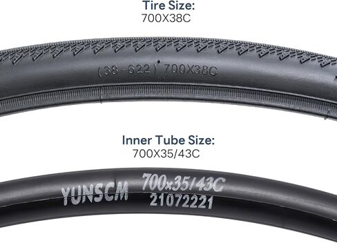 YUNSCM 2-PCS 700C إطارات دراجة خفيفة الوزن 700x38C ETRTO 38-622 و700C أنابيب الدراجة، نايلون 60TPI، إطارات مقاومة للثقب متوافقة مع إطارات الدراجة 700x36C 700x38C 700x40C in Saudi Arabia