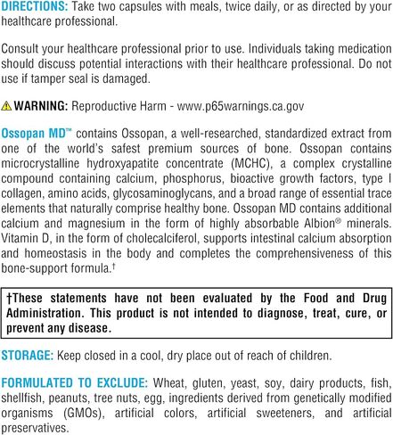 XYMOGEN Ossopan MD - Bone Strength & Structural Support - Microcrystalline Hydroxyapatite with Vitamins & Minerals - MCHC Bone Formula - Gluten-Free, Dairy-Free, & Non-GMO - 120 Capsules in Saudi Arabia