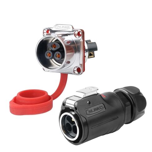 1Pcs LP24 Quick Screw Locking Connector 2/3 Pin Industrial AC Power Waterproof IP68 25A Lock Line O.D10.5~14mm Wire Connector(Male Flange Socket,2P) in Saudi Arabia