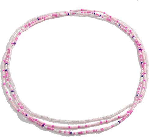 Colorful Beaded Waist Chain for Women Bohemian Rice Beads Belly Chains Boho Summer Stretchy Beaded Belly Chains Stackable Colours Layered Waist Jewelry for Bikini Beach Festival in Saudi Arabia