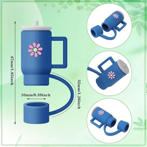 Auidy 20 Pcs Straw Toppers Compatible with Stanley Cups Silicone Cute Toppers for Cups 30&40 Oz Tumbler Accessories 10mm Straw Covers in Kuwait